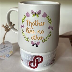 Croton 14OZ White and Purple Ceramic Mug with Floral Design